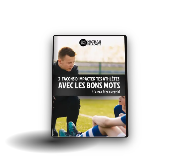 L'ebook « 3 façons d'impacter tes athlètes avec les bons mots » s'ouvre et se feuillette page par page